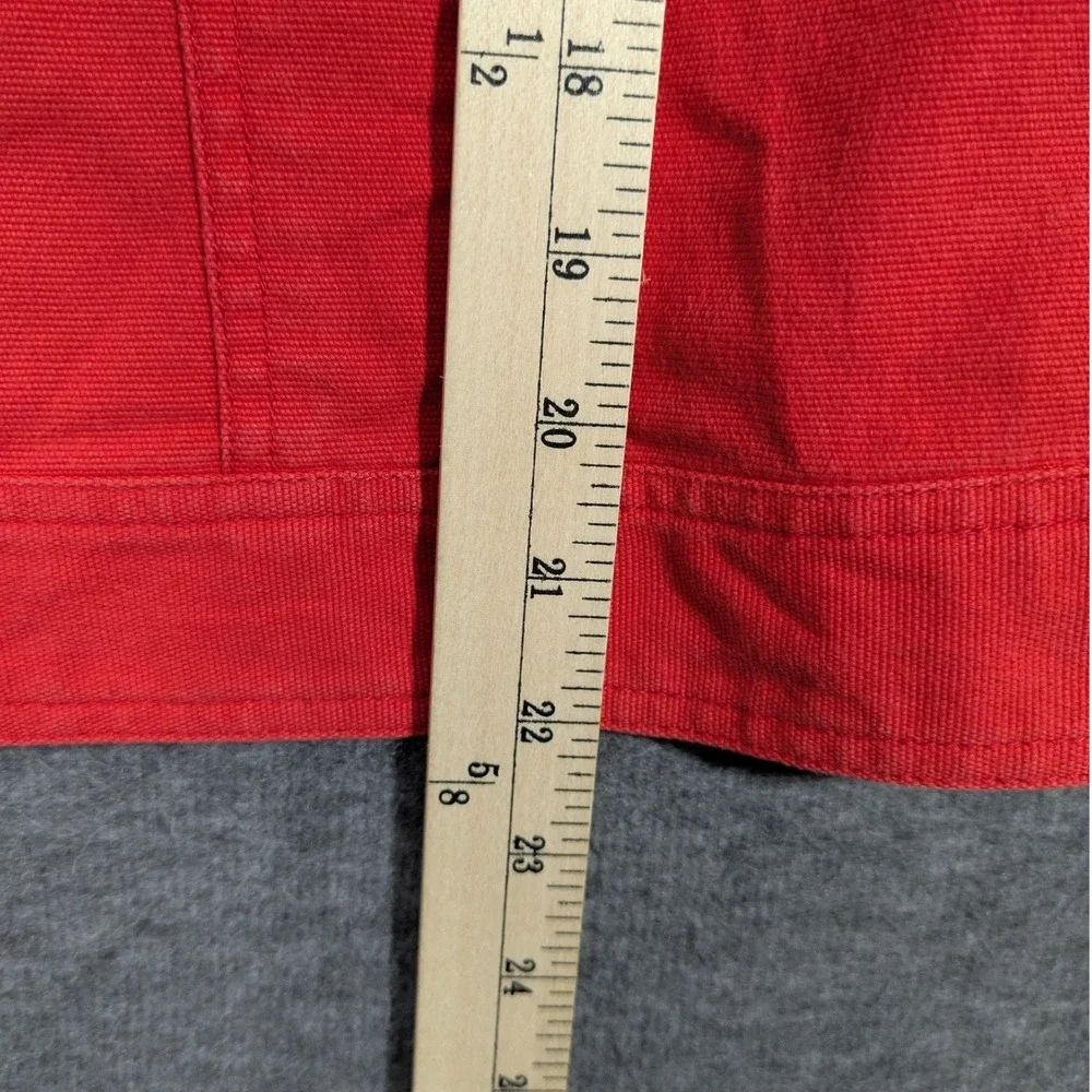 Liz Claiborne Button Up 3/4‎ Sleeve Red Floral Denim Style Jacket Size XL